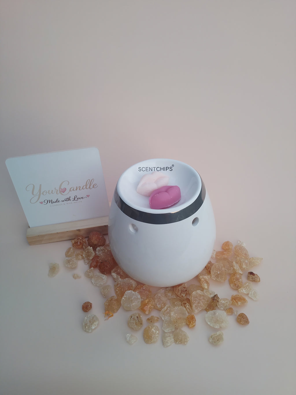 Luxe Waxmelt Brander Wit met Zilveren Rand - Vase Design | YourCandle
