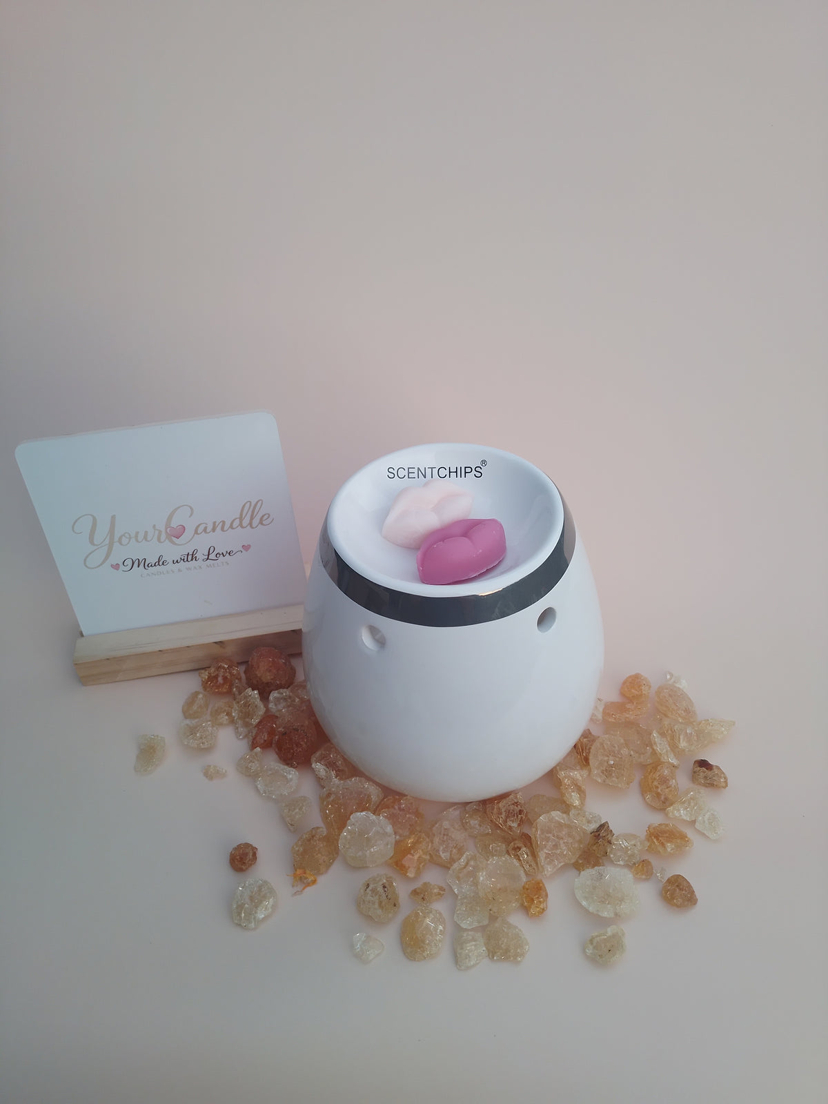 Luxe Waxmelt Brander Wit met Zilveren Rand - Vase Design | YourCandle